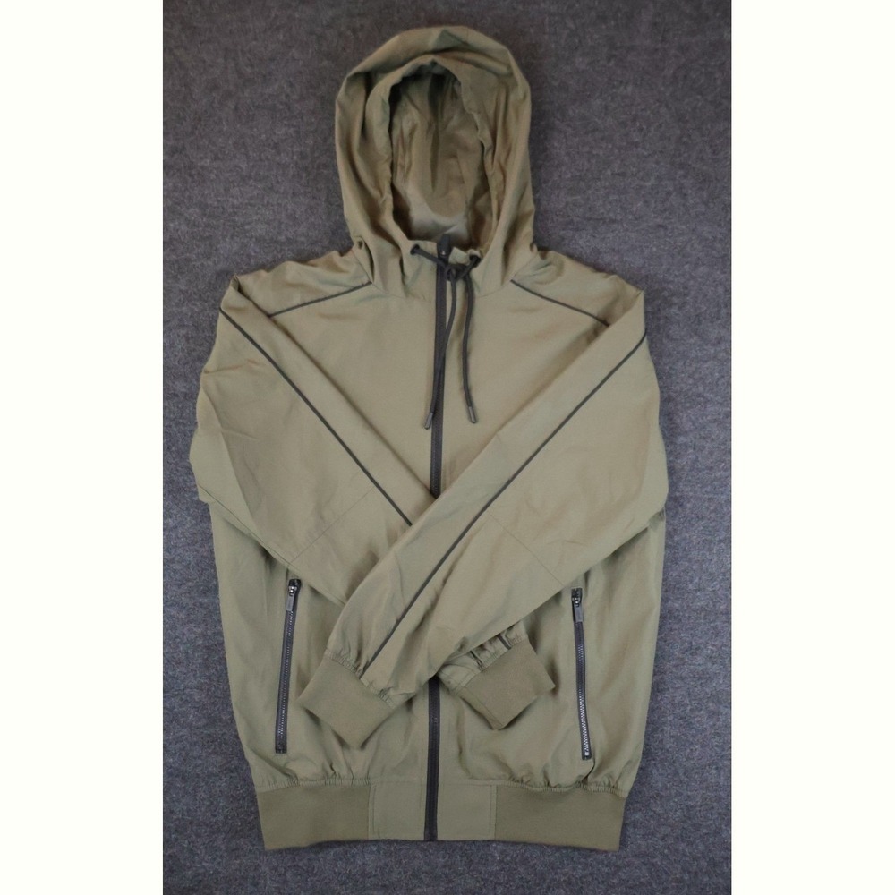 CSG Windbreaker Jacket Mens XL Olive Green Full Zip Hooded Lightweight NWT